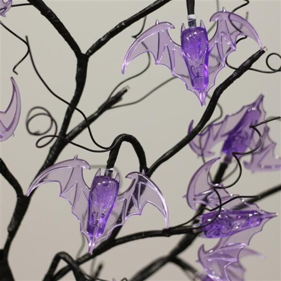 Doolland 21 In Halloween Willow Tree,Halloween Lighted Tree with 24 Purple Bats - Picture 8 of 9